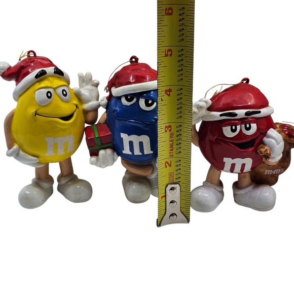 (5) Vintage Red Blue Yellow Orange Green M&M Christmas Tree Ornament Mars Co. - Picture 5 of 7